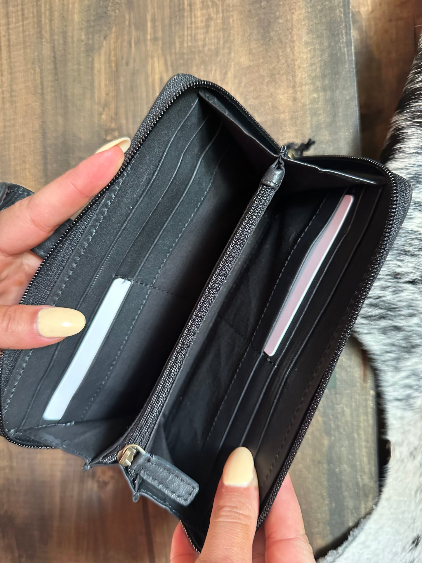 dark tooled leather wallet