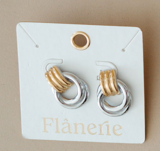 mixed metal knot earrings