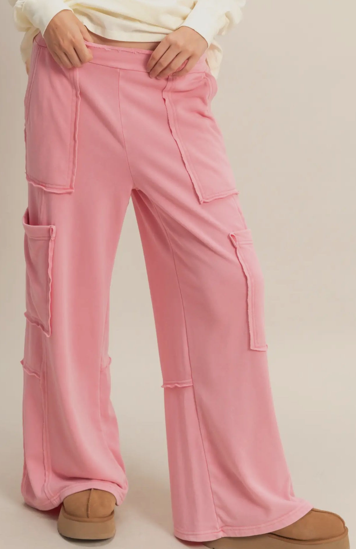 taffy pink cargo sweats