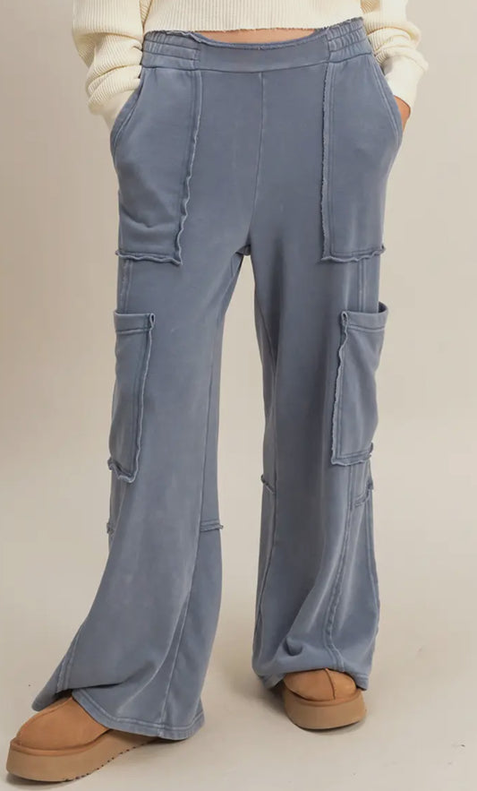 Dusty Blue Cargo Sweats