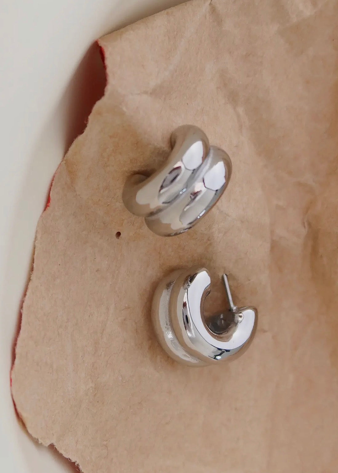 silver double hoop earrings