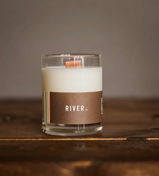 River shot glass candle