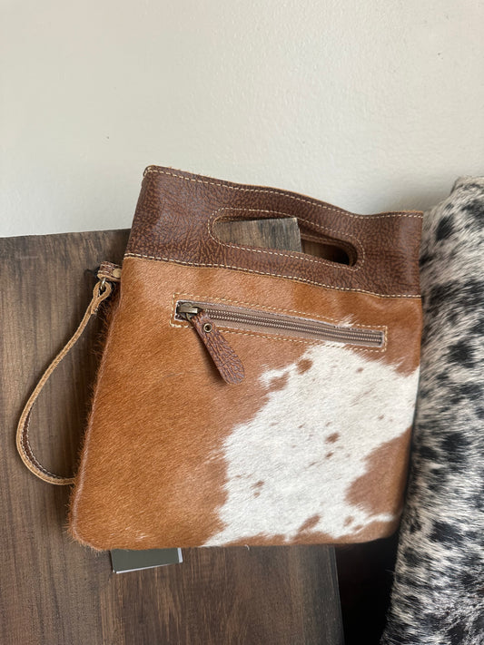 small cowhide bucket bag