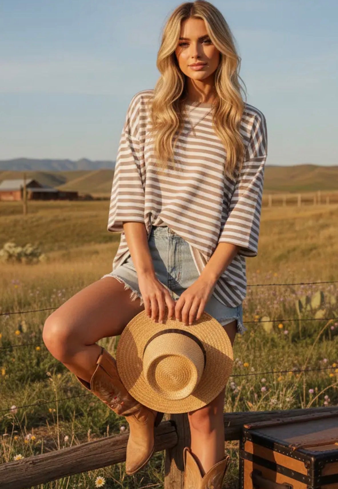 Striped oversized tee